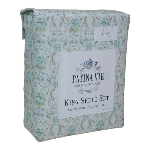 Patina Vie King Sheet Set Wrinkle Resistant Easy Care Microfiber Fits 17" Deep - Picture 1 of 10